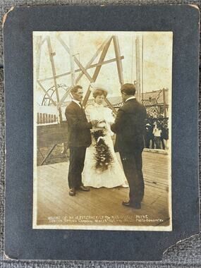 VTG 1905 Wedding Photo Mr. J.E. Fitzpatrick Mrs. Ophelia Payne Denison Carnival